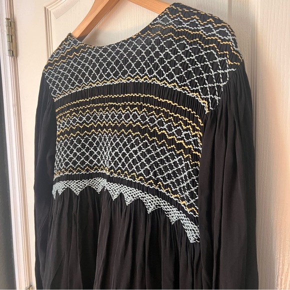 FREE PEOPLE Black Late Night Picnic
Embroidered Smock Mini Dress, Small - Picture 5 of 11